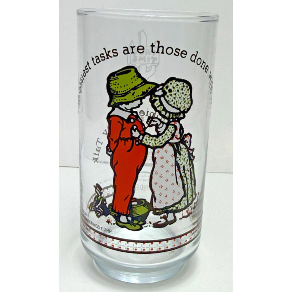 Vtg Holly Hobbie Happy Talk Glass Tumbler Easiest Tasks American Greetings Corp.